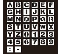 Letter Stencils,26 Letters and 10 Numbers and 2 Punctuation,Plastic Alphabet Stencil for Templates Tool for Wood Pyrography Engraving Scrapbooking Crafting and DIY White 10 * 10cm