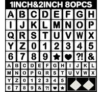 Letter Stencils 80Pcs 1&2Inch Large Alphabet Number Stencils Reusable Plastic Stencil for Crafts Painting Drawing Lettering Stencil Templates on Wa ll Wood Fabric Rock DIY Art Project Home Decor
