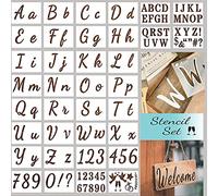 Letter Stencils for Painting on Wood - Alphabet Stencils with Reusable Calligraphy Font Upper and Lowercase Letters for Kid Painting, for Wood, Wall, Fabric, Signage, or More.