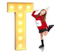 Letter T Light UpMarquee Numbers for Party Decor, Giant Mosaic LED Lights Pre-cut Foam Board Set for Valentine's Day Birthday Christmas New Year, 70cm-2.3ft