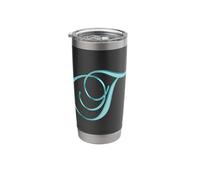 Letter T Pretty Personalized Teal Monogram Initial Name Cute Stainless Steel Insulated Tumbler