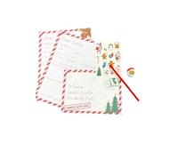 Letter To Santa Kit Christmas Letter To Santa Writing Set Two Sheets Of A4 Paper Envelope Pencil Eraser One Sheet Of Stickers Fun Festive Activity Holiday Decoration Xmas Wish List For Boys Girls(5pc)