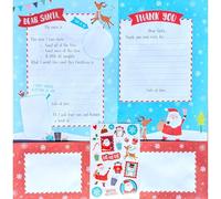 Letter to Santa Kit - Christmas Writing Set for Kids with Santa Letter, Thank You Note, 2 Envelopes & 21 Festive Stickers - Fun Holiday Activity for Children