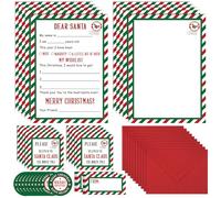 Letter to Santa Kit, Letters from Santa, Christmas Writing Set Includes Christmas Wishlist, Red Envelopes, Stickers, Seals, Address Labels