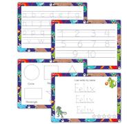 Letter Tracing & Handwriting Practice Mats for Kids | Alphabet, Numbers, Shapes & Custom Name Practice | 4 Reusable Tracing Boards with Pen | Fantasy Border Design