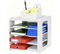 Letter Tray Organiser, A4 Paper Desk Organiser with Pen Holder, 5 Tiers letter organiser, Office Filing Trays Holder, Desk File Tidy Organizer, Stackable Filing Tray for Home, Office, School