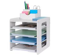 Letter Tray Paper Organizer, Desk Tidy Organizer File Document Holder A4 Paper Filing Trays for Home Office School (5 Tier)