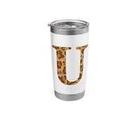 Letter U First Name Monogram Initial Leopard Print Stainless Steel Insulated Tumbler