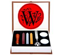 Letter W Wax Seal Stamp Set, ANBOSE Alphabet W Letters Wax Sealing Stamp Kit Including 1Pcs Wooden Handle Copper Seal, 3Pcs Wax Seal Sticks, 1Pcs Melting Spoon and 2Pcs White Candles (Letter-W)