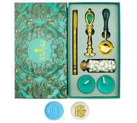 Letter Wax Seal Stamp, Ioggtser Alphabet B Wax Seal Stamp Set Including 1Pcs Copper Head with Iron Handle, 60 Pcs Wax Seal Beads, 1Pcs Wooden Melting Spoon, 2Pcs Candles, 1Pcs Wax Seal Pen