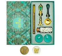 Letter Wax Seal Stamp, Ioggtser Alphabet L Wax Seal Stamp Set Including 1Pcs Copper Head with Iron Handle, 60 Pcs Wax Seal Beads, 1Pcs Wooden Melting Spoon, 2Pcs Candles, 1Pcs Wax Seal Pen