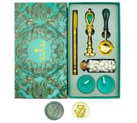 Letter Wax Seal Stamp, Ioggtser Alphabet Z Wax Seal Stamp Set Including 1Pcs Copper Head with Iron Handle, 60 Pcs Wax Seal Beads, 1Pcs Wooden Melting Spoon, 2Pcs Candles, 1Pcs Wax Seal Pen