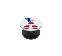 Letter X First Name Monogram initial USA American Flag print PopSockets Adhesive PopGrip