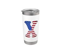 Letter X First Name Monogram Initial USA American Flag Print Stainless Steel Insulated Tumbler