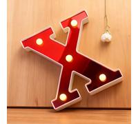 Letter X Sign Lights Battery Powered Decoration Table Lamp Red LED Night Light for Christmas Decor, Bedroom Headboard Placement, Photography Studio Props(6.26"*5.55"*1.18")