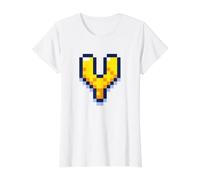 Letter Y 8-Bit Pixel Alphabet Initial Design Value Graphic T-Shirt, Women, White, M