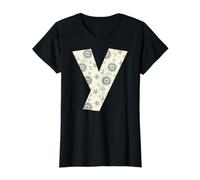 Letter Y Celestial Alphabet Initial Monogram Design Value Graphic T-Shirt, Women, Black, XS