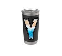 Letter Y Coastal Alphabet Beach Initial Monogram Art Stainless Steel Insulated Tumbler