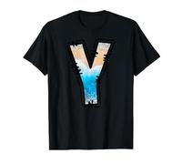 Letter Y Coastal Alphabet Beach Initial Monogram Art Value Graphic T-Shirt, Men, Black, S