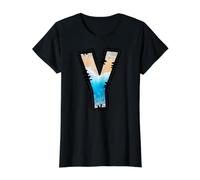 Letter Y Coastal Alphabet Beach Initial Monogram Art Value Graphic T-Shirt, Women, Black, L