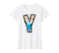 Letter Y Coastal Alphabet Beach Initial Monogram Art Value Graphic T-Shirt, Women, White, L