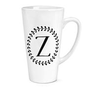 Letter Z Floral Wreath Alphabet 17oz Large Latte Mug Cup