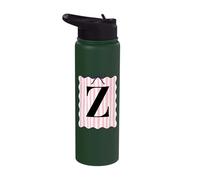 Letter Z Monogram Cute Pink Coquette Bow Girl Initial Name Stainless Steel Insulated Water Bottle