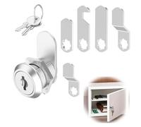 Letterbox Lock 16 mm with 4 Keys and 5 Different Lock Plates, Cabinet Lock for Furniture, Cupboards, Doors and Mailboxes, Security and Privacy Solution