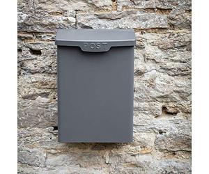 Letterbox Mailbox Post Box Wall Mounted Lockable - By CKB LTD Secure Mail Storage Produced in Powder Coated Steel Metal Outdoor External Vintage | For Envelopes 39.5 x 28.6 x 17.5cm (Charcoal)