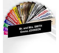 Letterbox Name Plate - Custom Engraved PVC Adhesive Sign with Name - 1 to 3 Lines - 10 x 2.5 cm (Black with White Text)