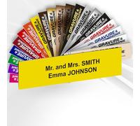 Letterbox Name Plate - Custom Engraved PVC Adhesive Sign with Name - 1 to 3 Lines - 10 x 2.5 cm (Yellow)