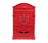 letterbox Wall Mount Locking Mailbox Vintage Lockable Metal Mailboxe Large Capacity Postbox Security Mail Letter Post Box Outdoor Mail Box For receiving mail(Mu Glossy Red)