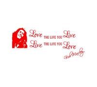 Lettering Decals Art Love Your Life Live Bob Marley Quotes 42x95.9cm Multiple Size Options Large red
