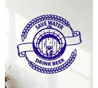 Lettering Decals Beer Barrel Alcohol Drink Lettering Words Quote 35x38.2cm Tattoo Culture DarkBlue