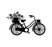 Lettering Decals Bicycle Romantic Flowers Girl 45x74cm Art Decoration Black