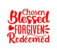 Lettering Decals Blessed Quotes Chosen Blessed Forgiven Redeemed 51x64cm Self Adhesive Red