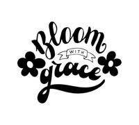 Lettering Decals Bloom with Grace Retro Lettering Set 51x64.9cm Do not Damage The Wall Surface Black