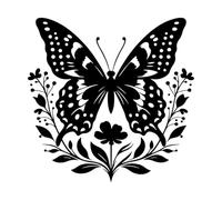 Lettering Decals Butterfly Silhouette On White 36x36.4cm Window Decals Black