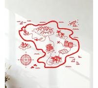 Lettering Decals Cartoon Pirate Treasure Map Boy Pirate Map Explore Playroom 42x55.7cm Do not Damage the wall Surface Red