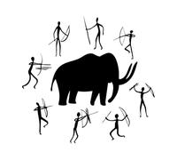 Lettering Decals Cave Paintings Ancient Animal Mammoth Hunting 81x86.7cm Multi Color Selection Extra Large Black