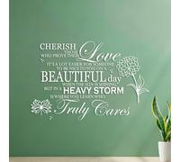 Lettering Decals Cherish Those who Prove Their Love It's a lot Easier for Someone to be Nice to You on a Beatiful Day with Flower Illustration 42x63.2cm It Won't Fall Off White