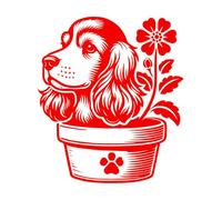 Lettering Decals Cocker Spaniel Angel wingsand Halo Dog Design Flower Pot 54.6x62.3cm Do not Damage The Wall Surface Red
