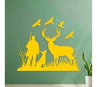Lettering Decals Deer Hunting Dad 54.6x63.4cm Do not Damage the wall Surface Yellow