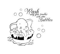 Lettering Decals Dumbo Wash Away Your Troubles Bathroom Toilet Elephant Wash Bubbles Inspirational Quotes Bath 81x98.6cm Equipped with Transfer Film kit Extra Large Black