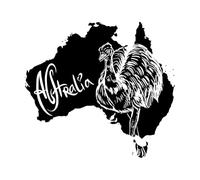Lettering Decals Emu as Australian Symbol on Map Australia 54x60.3cm Multi Color Selection Large Black