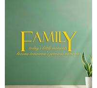 Lettering Decals Family: Today's Little Moments Becomes Tomorrow's Precious Memories 32x82.7cm Art Mural Painting Yellow