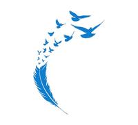 Lettering Decals Flying Bird with Feather 50.4x73.1cm Do not Damage The Wall Surface Blue