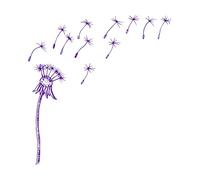 Lettering Decals Flying Dandelion Seeds Dandelion Blowing Silhouette Flying Blow Dandelion 54.6x57.2cm Can Modify and add Information Purple