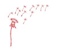 Lettering Decals Flying Dandelion Seeds Dandelion Blowing Silhouette Flying Blow Dandelion 54.6x57.2cm Removable Without Leaving Glue Red