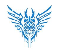 Lettering Decals Flying Dragon Head Tattoo Silhouette Facing Forward 67.2x69cm Wall beautification Blue